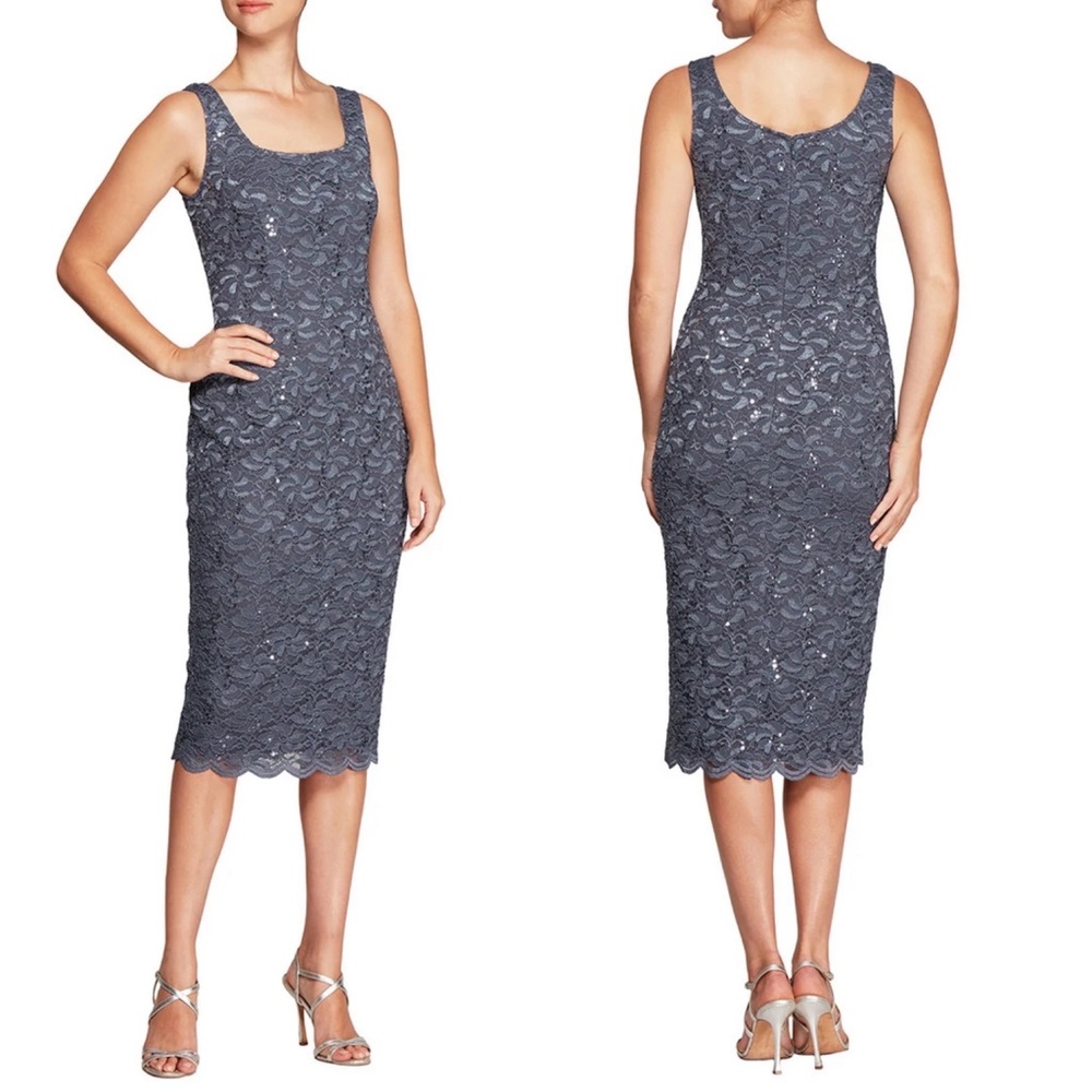 Alex Evenings Missy tea length sequin dress size 12P